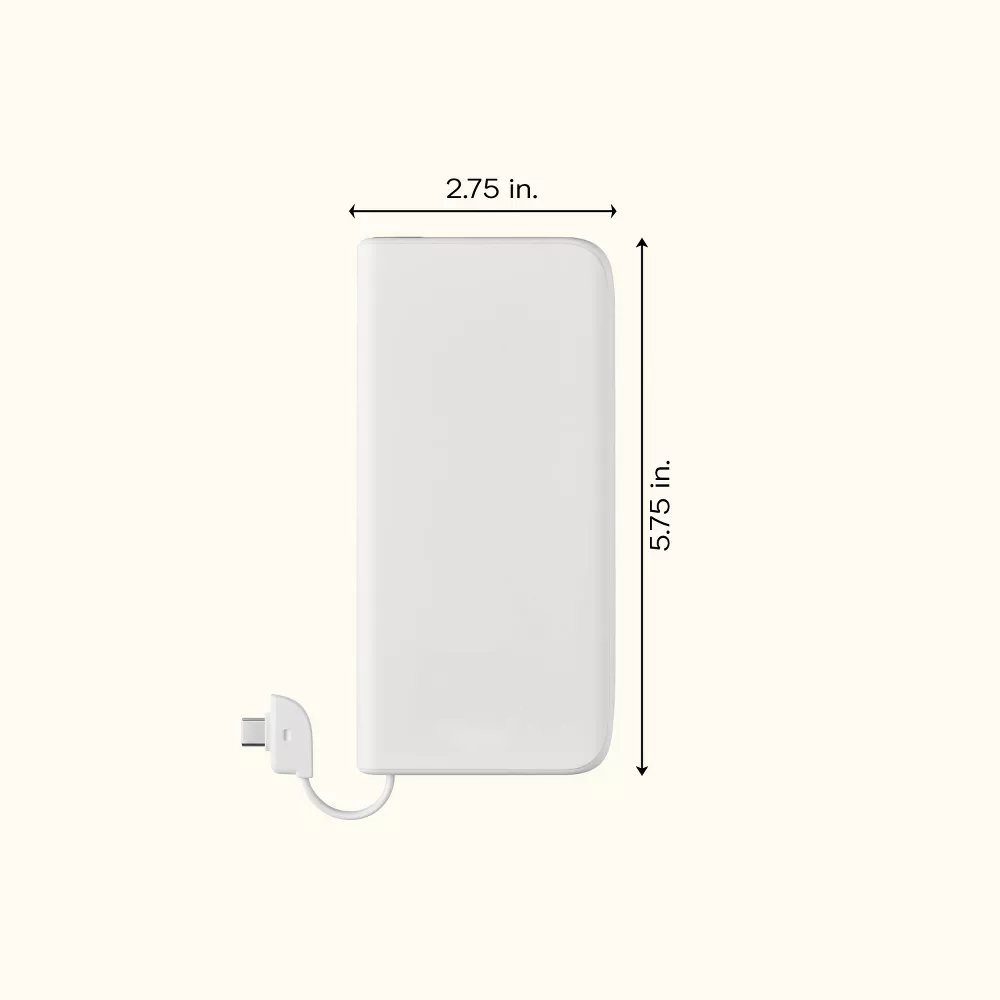 Ultra Slim 10000mAh Travel Power Bank With Built-in Cord