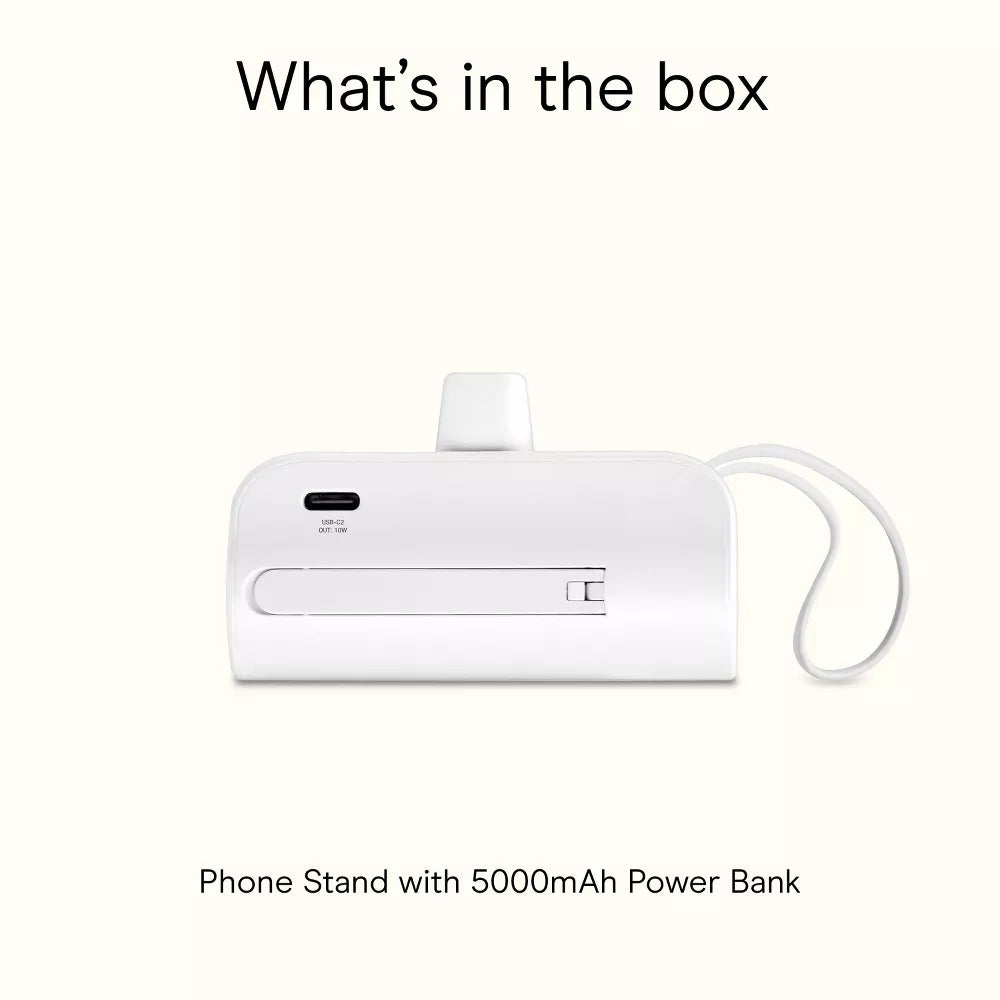 Travel Portable Power Bank With Device Holder & Built-in Cable